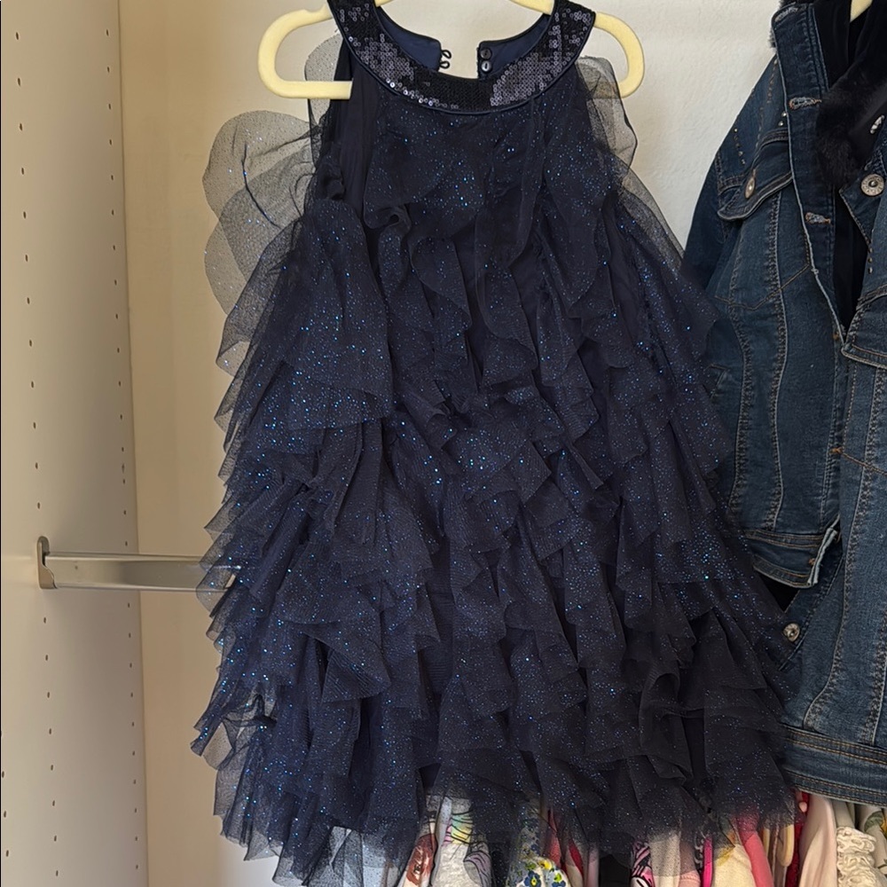 Sparkling Navy Ruffle Dress